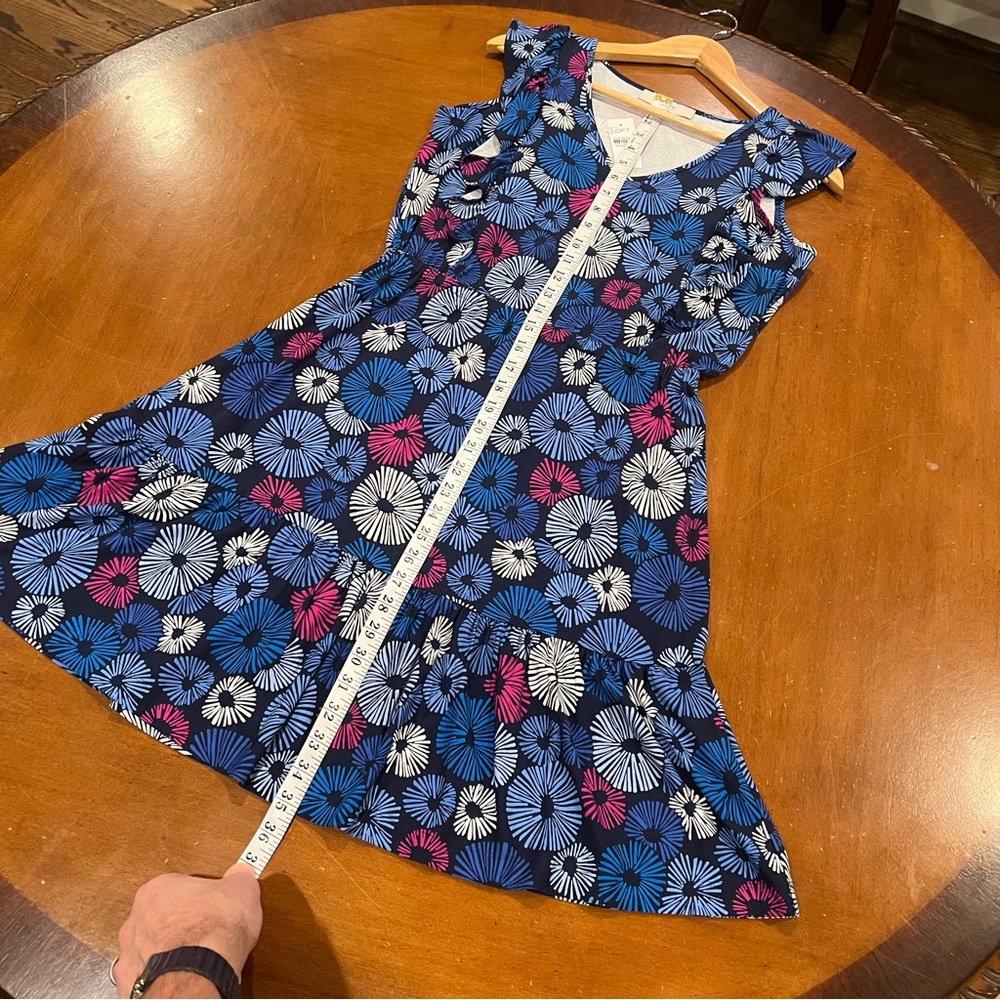 NWT $90 Ann Taylor LOFT Firework Print Swing Dress Sailor Navy Small Sleeveless - Picture 16 of 16